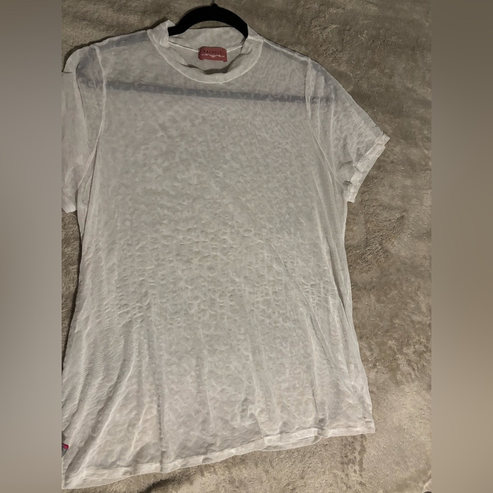 White see through cheetah shirt